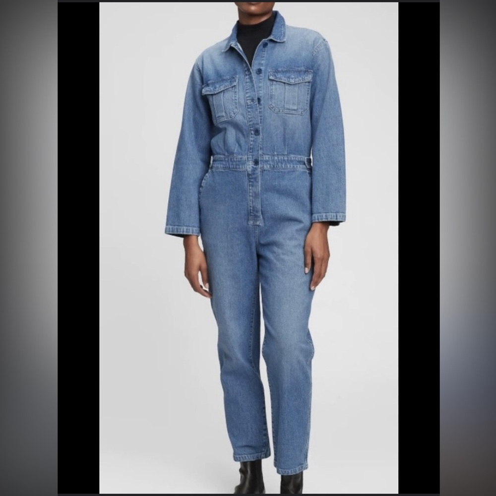 Gap denim utility jumpsuit